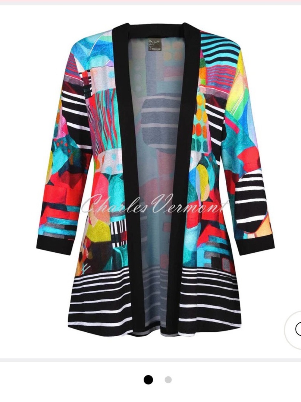 Dolcezza Simply Art Cardigan Cover Up Open Front Blouse Abstract Colourful Bold